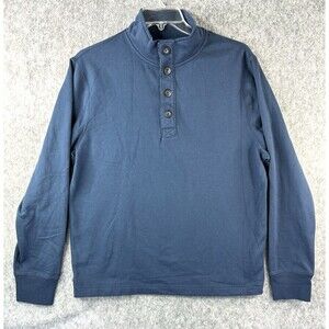 J Crew Mercantile 1/4 Button Pullover Mock Neck Sweatshirt Men's L Blue Soft